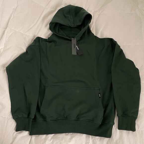 Hours Drop Shoulder Hoodie Pullover Oversized Boxy Heavy Forest Green Men’s S - Picture 2 of 9